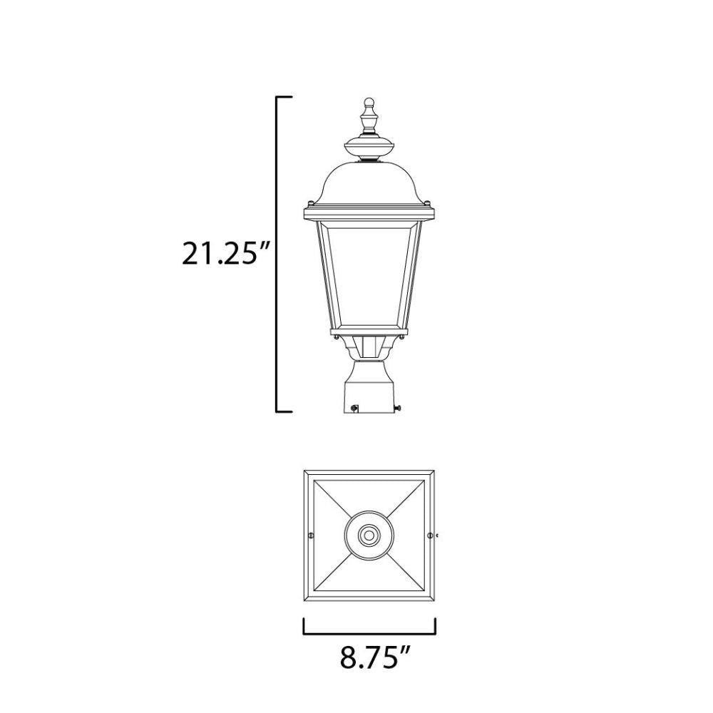 Maxim Lighting 3008BK Cast Outdoor Pole Post Mount Line Drawing - 21.25 inch Height 8.75 inch Width