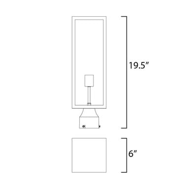 Maxim Lighting 30090CLDBZ Catalina Outdoor Post Lantern - Dimension Diagram 19.5 inch Height