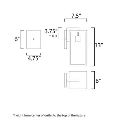 Maxim Lighting 30092CLDBZ Catalina 1 Light Dark Bronze Outdoor Wall Lantern - Dimensions Diagram