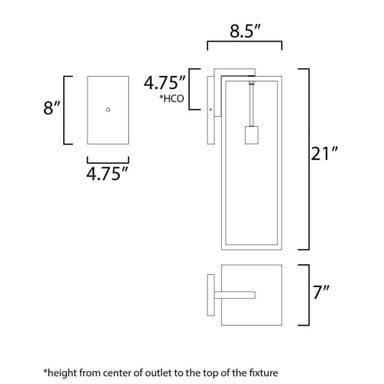 Maxim Lighting 30094CLDBZ Catalina 1 Light Dark Bronze Outdoor Wall Sconce - Dimensions Diagram