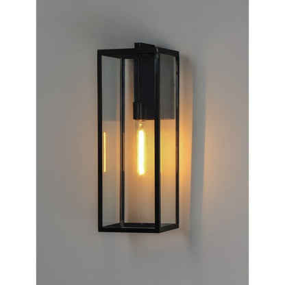 Maxim Lighting 30094CLDBZ Catalina 1 Light Dark Bronze Outdoor Wall Sconce - Perspective View with Edison Bulb Lit