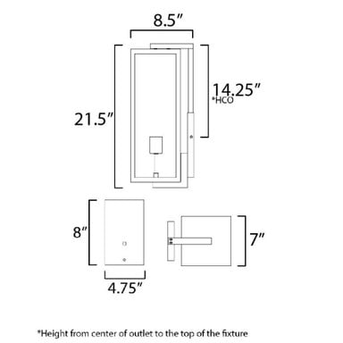 Maxim Lighting 30095CLDBZ Catalina Outdoor Wall Lantern dimensions diagram