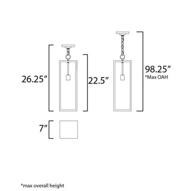 Maxim Lighting 30097CLDBZ Catalina 1 Light Dark Bronze Outdoor Pendant - Dimensions Diagram
