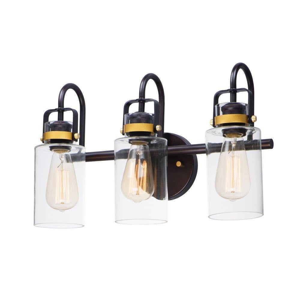 Maxim Lighting 30172CLBZGLD Magnolia 3 Light 18 inch Bronze Gold Bath Vanity Wall Light - Front View on White