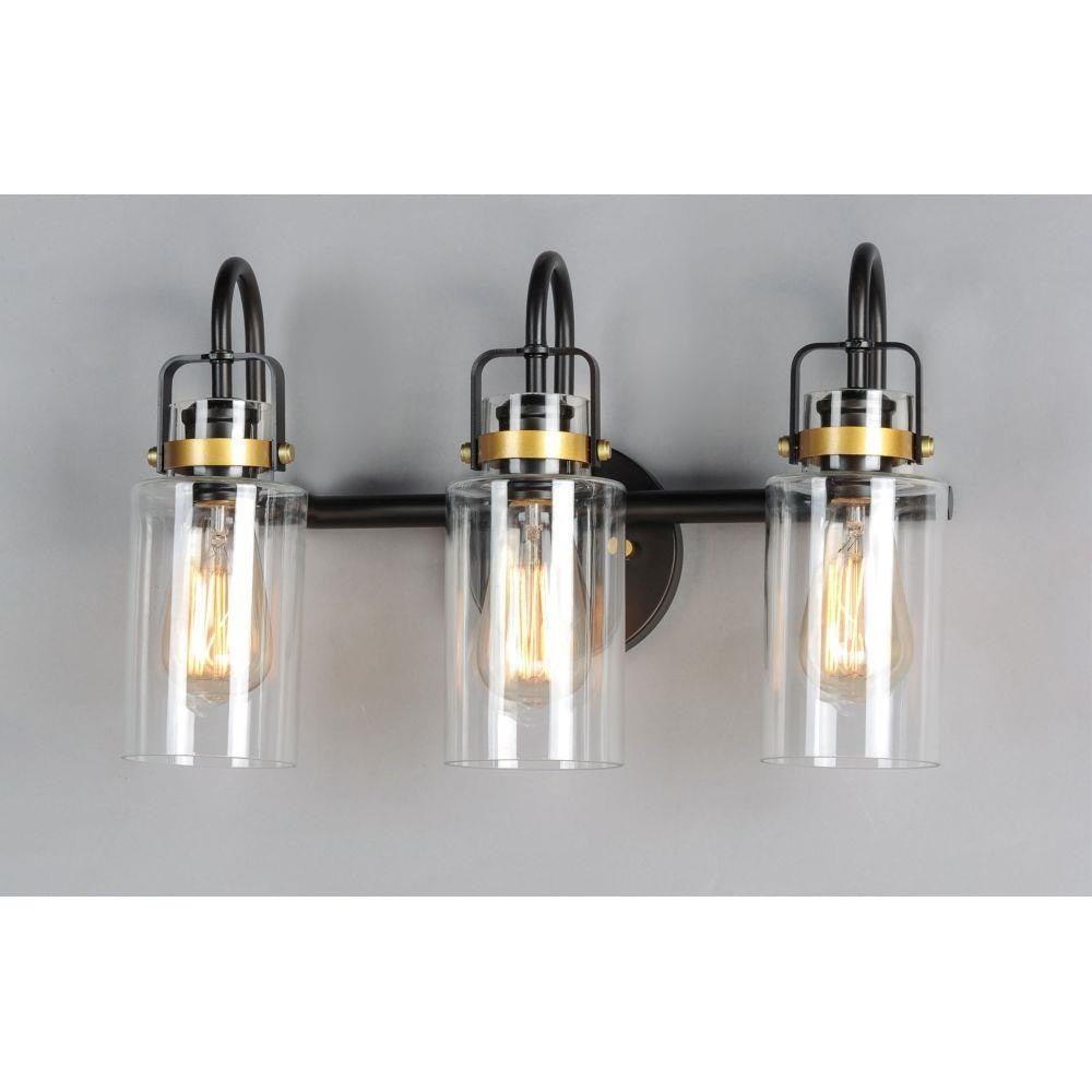 Maxim Lighting 30172CLBZGLD Magnolia 3 Light Bath Vanity Wall Light - Front View on Grey Background