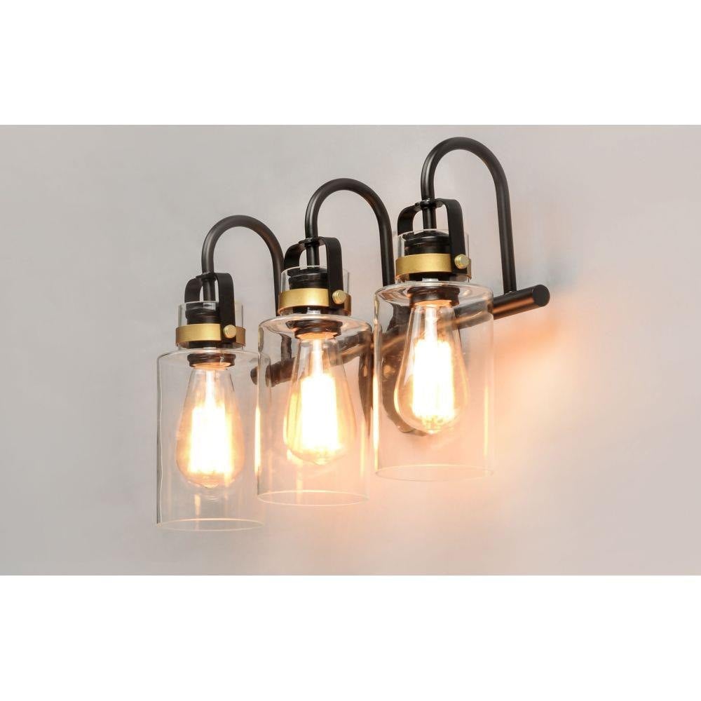 Maxim Lighting 30172CLBZGLD Magnolia 3 Light Bath Vanity Wall Light - Angled View Illuminated