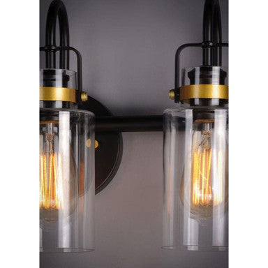 Maxim Lighting 30172CLBZGLD Magnolia - Close-Up Detail of Bronze and Gold Hardware with Clear Glass Shades