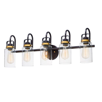 Maxim Lighting 30173CLBZGLD Magnolia 5 Light Bath Vanity Wall Light in Bronze with Gold Accents - White Background