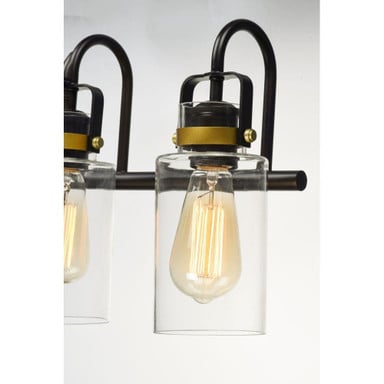 Maxim Lighting 30173CLBZGLD Magnolia Bath Vanity Light - Detail View of Bronze Frame and Gold Accent Ring