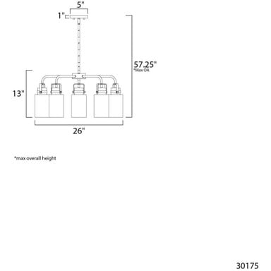 Maxim Lighting 30175CLBZGLD Magnolia Pendant - Dimension Diagram