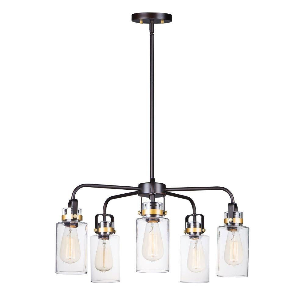 Maxim Lighting 30175CLBZGLD Magnolia 5 Light Pendant - White Background View