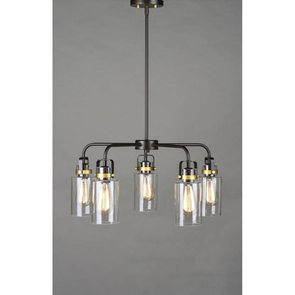 Maxim Lighting 30175CLBZGLD Magnolia 5 Light 26 Inch Bronze with Gold Accents Pendant Ceiling Light