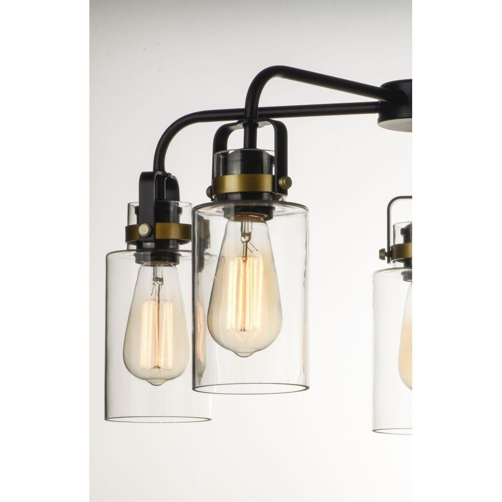 Maxim Lighting 30175CLBZGLD Magnolia Pendant - Close-Up Detail of Clear Glass Shades and Bronze with Gold Accents Finish