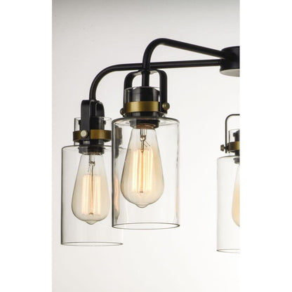 Maxim Lighting 30175CLBZGLD Magnolia Pendant - Close-Up Detail of Clear Glass Shades and Bronze with Gold Accents Finish