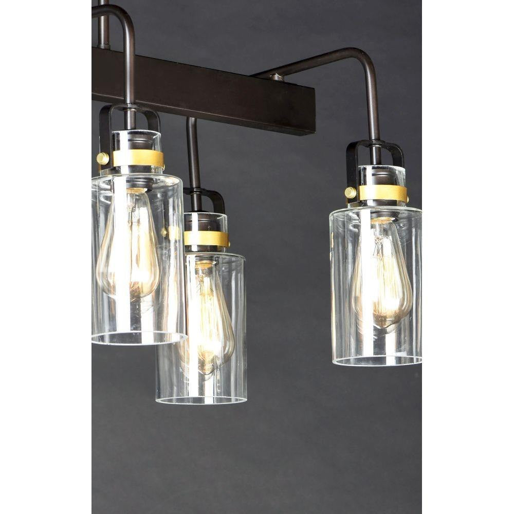 Maxim Lighting 30177CLBZGLD Magnolia Close-Up Detail of Clear Mason Jar Shades with Gold Accent Rings - Dark Background