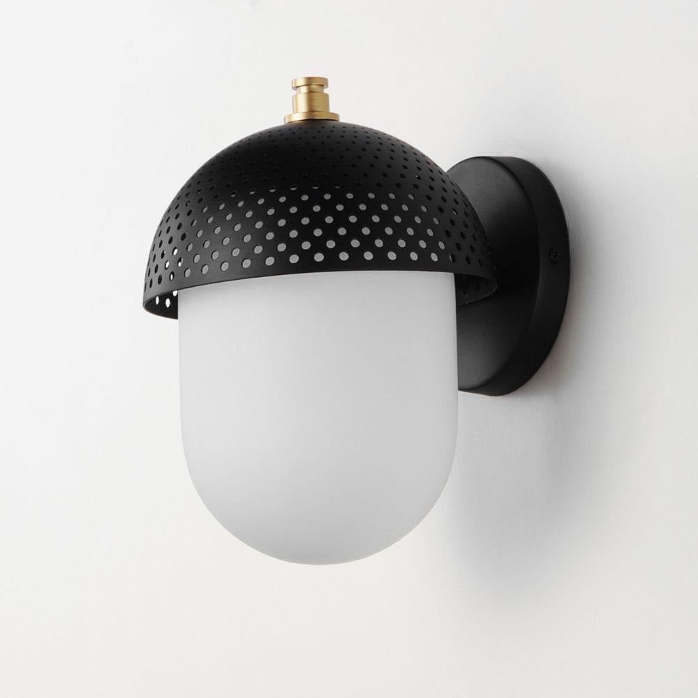 Maxim Lighting 30182WTBKGLD Perf 1 Light Outdoor Wall Sconce Black and Gold - Side Angle View