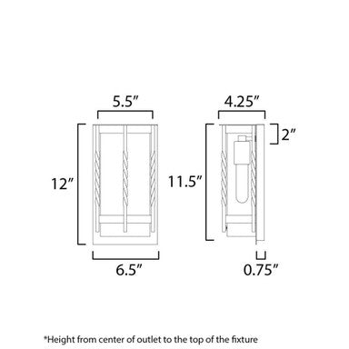 Maxim Lighting 30191CDBK Foundry 1 Light 12 inch Neutral Black Outdoor Wall Light - Dimensions Diagram