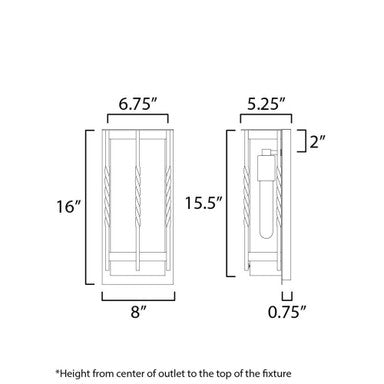 Maxim Lighting 30192CDBK Foundry Outdoor Wall Lantern Dimensions Diagram