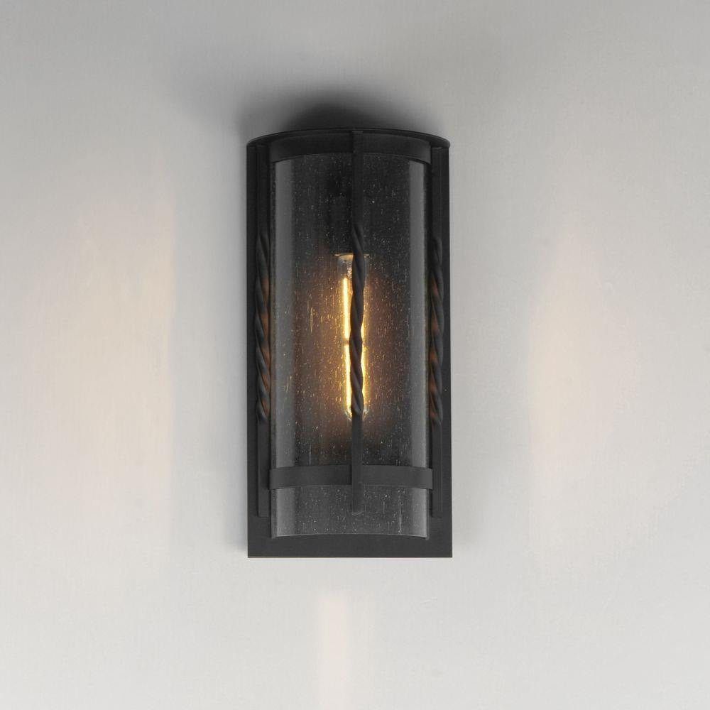 Maxim Lighting 30192CDBK Foundry Outdoor Wall Lantern Lit Ambient Wall View
