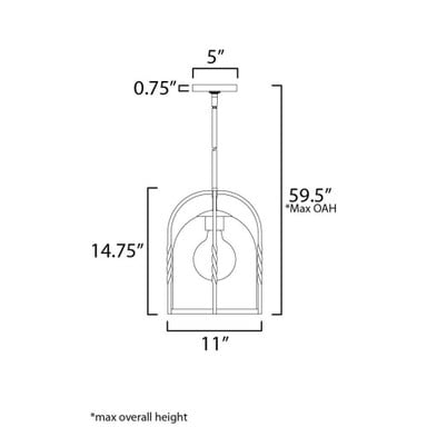 Maxim Lighting 30194CDBK Foundry Pendant Dimension Diagram