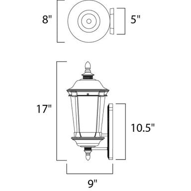 Maxim Lighting 3020CDBZ Dover DC Outdoor Wall Lantern - Dimensions Diagram