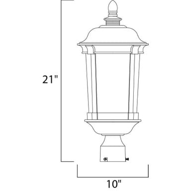 Maxim Lighting 3021CDBZ Dover DC 3 Light 21 inch Bronze Outdoor Pole Post Mount - Dimensions Diagram