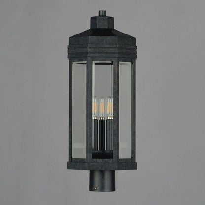 Maxim Lighting 30220CLBKP Wright 3 Light Outdoor Post Mount in Black Patina finish on gray background