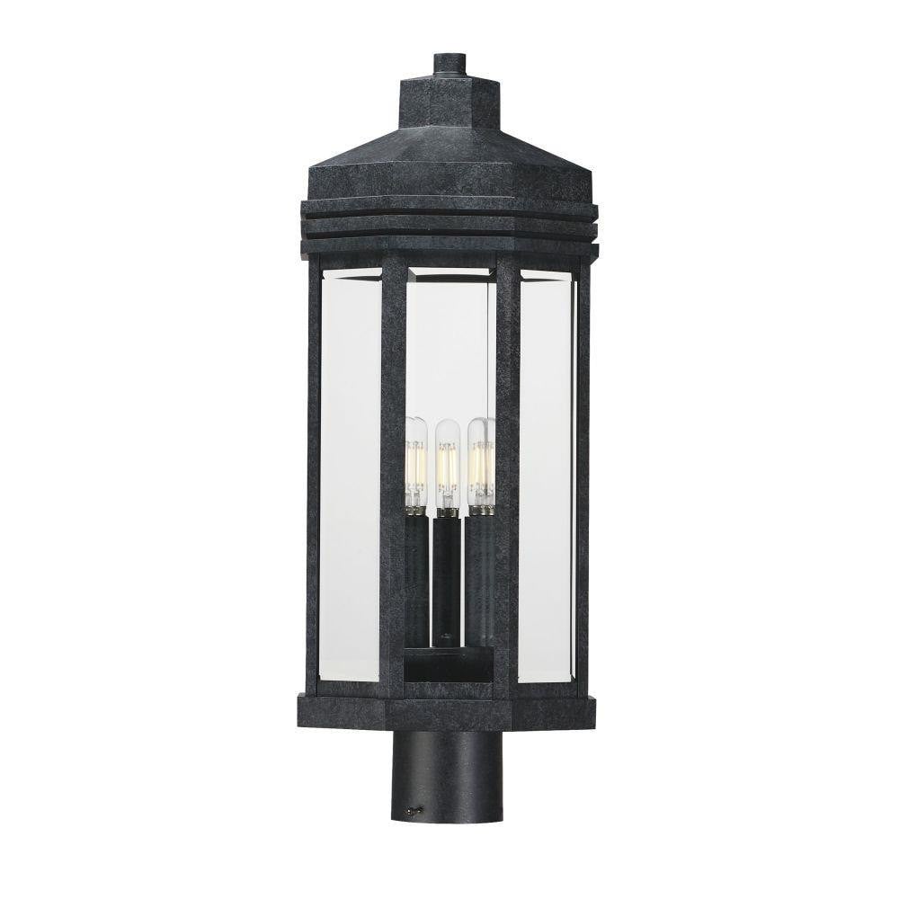 Maxim Lighting 30220CLBKP Wright 3 Light Outdoor Post Mount in Black Patina finish on white background