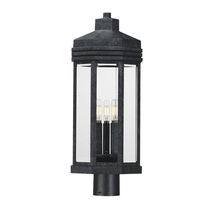 Maxim Lighting 30220CLBKP Wright 3 Light Outdoor Post Mount in Black Patina finish on white background