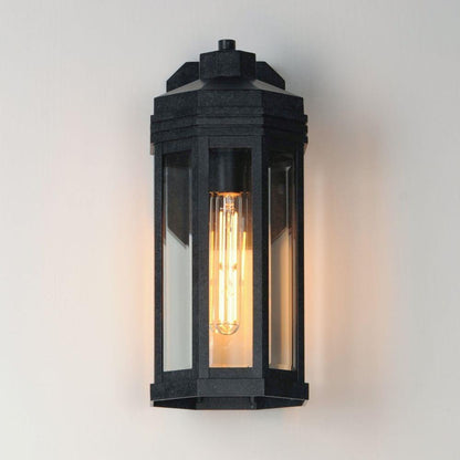 Maxim Lighting 30222CLBKP Wright 1 Light Black Patina Outdoor Wall Mount - lit front view