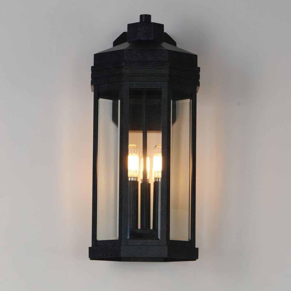 Maxim Lighting 30224CLBKP Wright 3 Light Black Patina Outdoor Wall Mount - Angle View on Gray Background