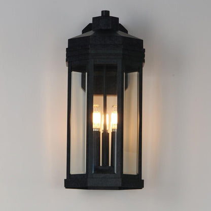 Maxim Lighting 30224CLBKP Wright 3 Light Black Patina Outdoor Wall Mount - Angle View on Gray Background