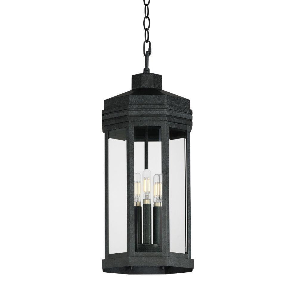 Maxim Lighting 30229CLBKP Wright 3 Light Outdoor Pendant Black Patina on White Background