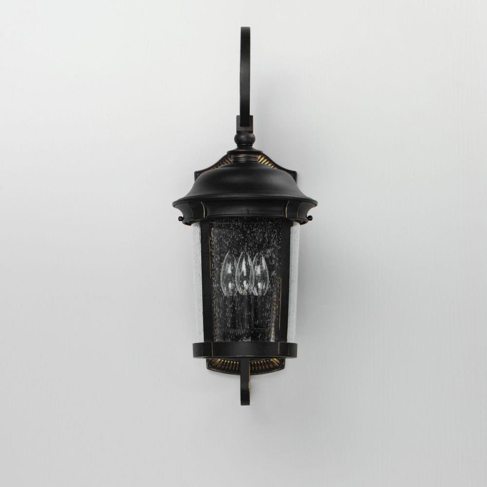 Maxim Lighting 3024CDBZ Dover DC 3 Light Bronze Outdoor Wall Lantern - Front View Unlit on Wall