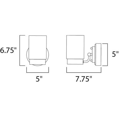 Maxim Lighting 30261CLFTSN Mod 1 Light 5 inch Satin Nickel Wall Sconce - Dimension diagram showing 6.75 inch height x 5 inch width