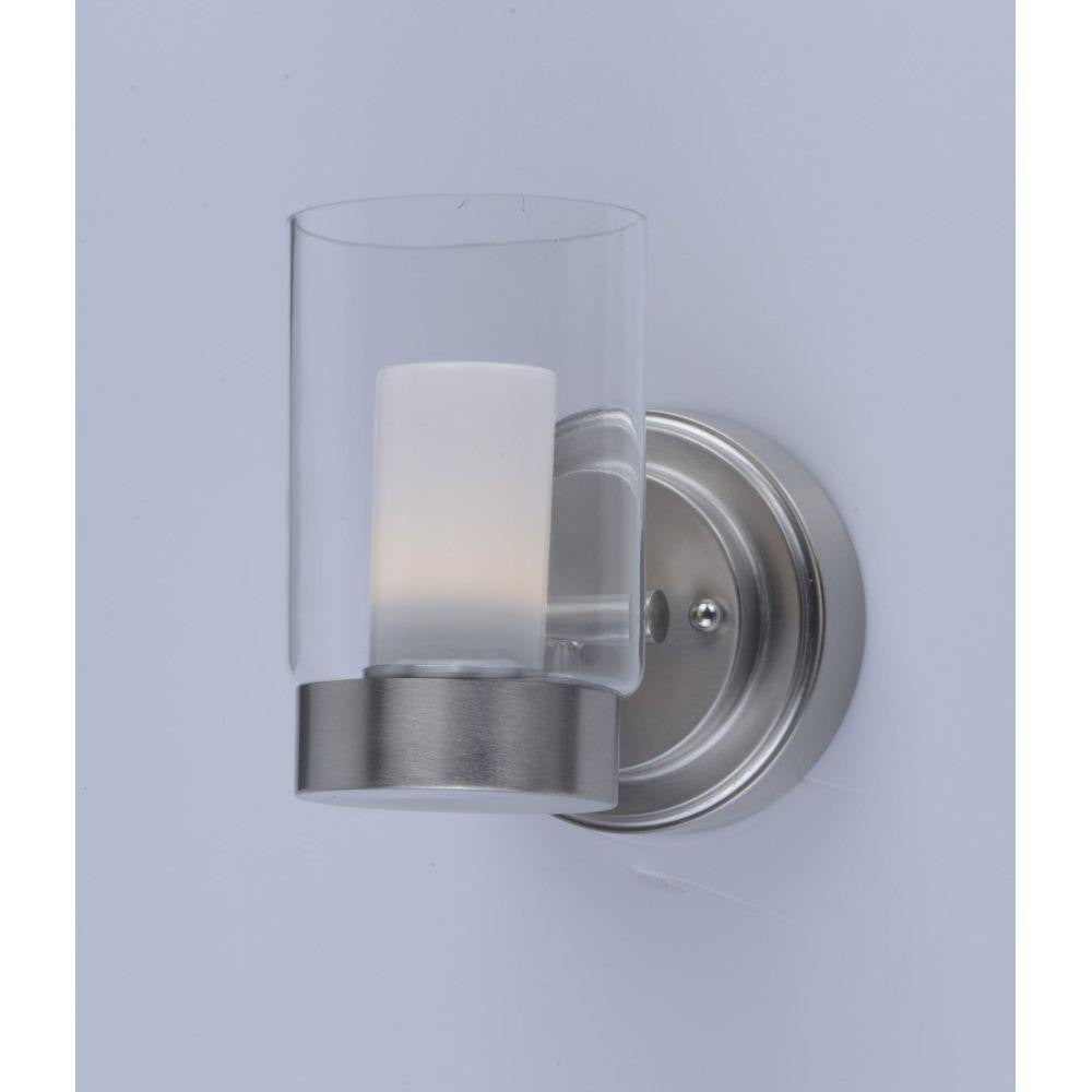 Maxim Lighting 30261CLFTSN Mod 1 Light 5 inch Satin Nickel Wall Sconce - Side angle view on grey background