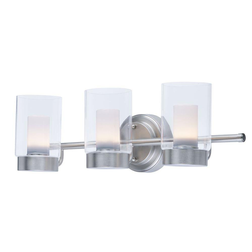 Maxim Lighting 30263CLFTSN Mod 3 Light Satin Nickel Bath Vanity Wall Light - Front View