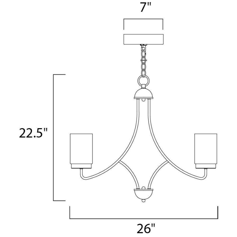 Maxim Lighting 30265CLFTSN Mod Chandelier Dimension Diagram 26 Inch Wide 22.5 Inch High