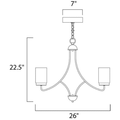 Maxim Lighting 30265CLFTSN Mod Chandelier Dimension Diagram 26 Inch Wide 22.5 Inch High