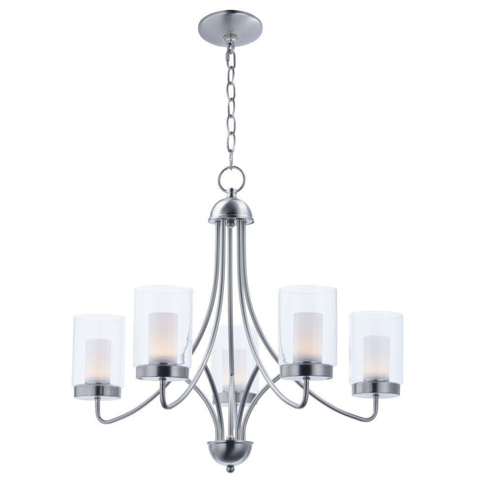 Maxim Lighting 30265CLFTSN Mod 5 Light 26 Inch Satin Nickel Chandelier Ceiling Light