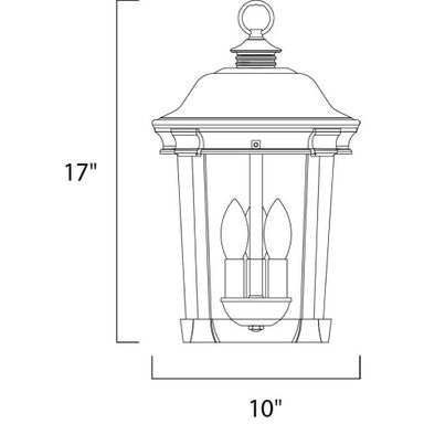 Maxim Lighting 3028CDBZ Dover DC Outdoor Pendant - Dimension Diagram 10 Inch Wide x 17 Inch High