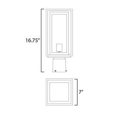 Maxim Lighting 3030CDBK Cabana 1 Light Black Outdoor Post Mount - Dimensions Diagram 16.75 inch H x 7 inch W
