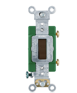 Leviton 3031-2 30A, 120/277V Toggle Single-pole AC Quiet Switch, Extra Heavy Duty Spec Grade, Self Grounding, Back & Side Wired, Brown Finish