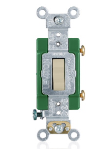 Leviton 3031-LHI 30A, 120V Toggle Lighted Handle, Illuminated Off Single-pole AC Quiet Switch, Extra Heavy Duty Spec Grade, Self Grounding, Back & Side Wired, Ivory Finish