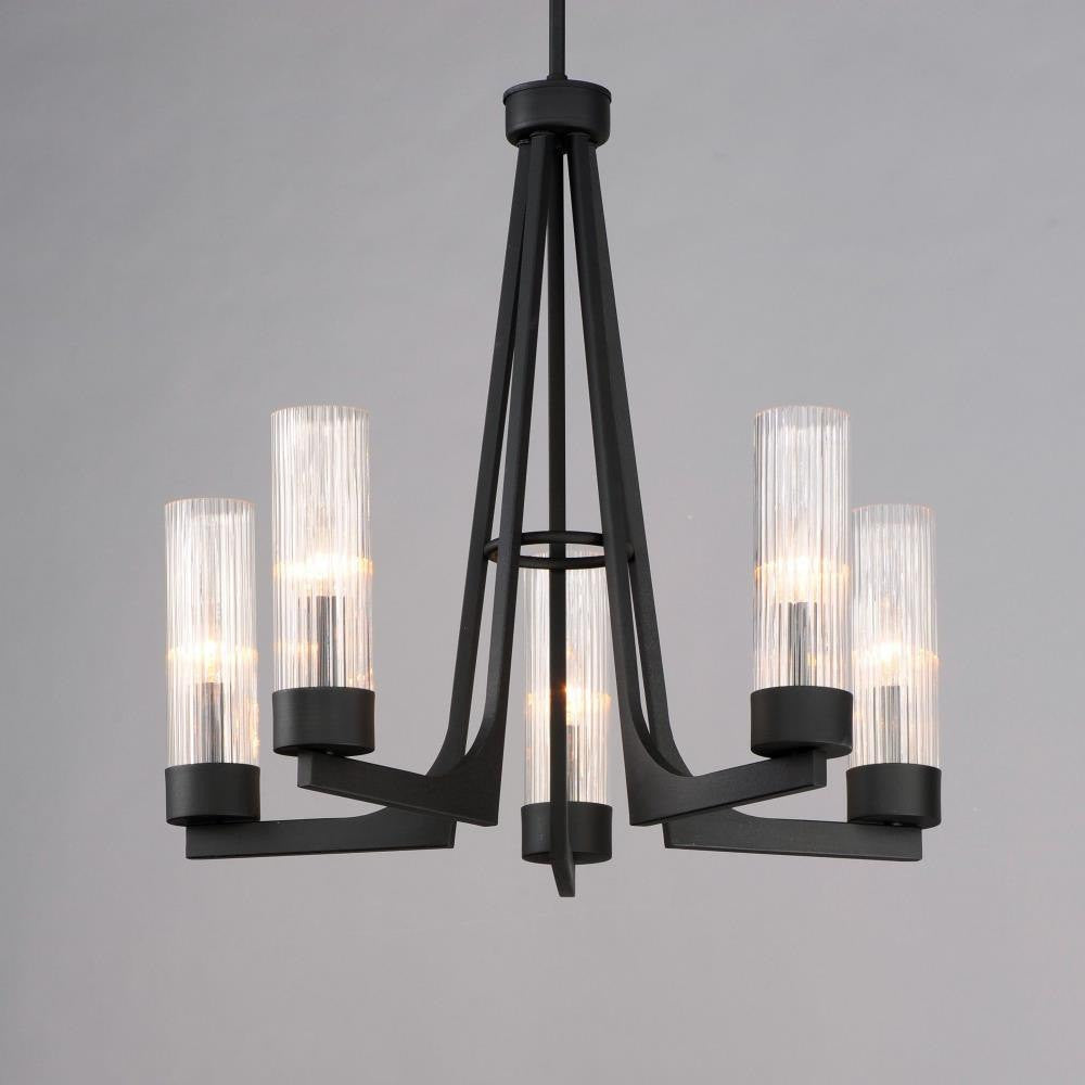 Maxim Lighting 30315CRAR Delos 5 Light Textured Anthracite Chandelier - Illuminated Close Up