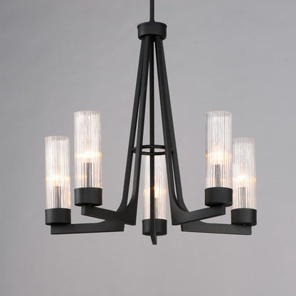 Maxim Lighting 30315CRAR Delos 5 Light Textured Anthracite Chandelier - Illuminated Close Up