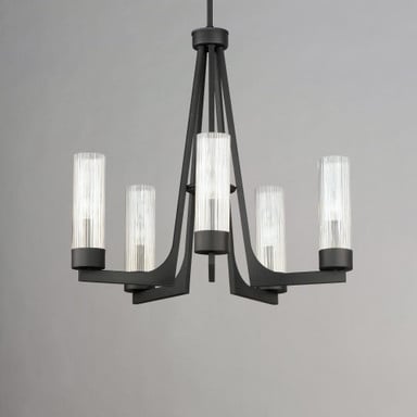 Maxim Lighting 30315CRAR Delos 5 Light Textured Anthracite Chandelier - Overhead Angle