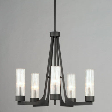 Maxim Lighting 30315CRAR Delos 5 Light Textured Anthracite Chandelier - Front View Lit