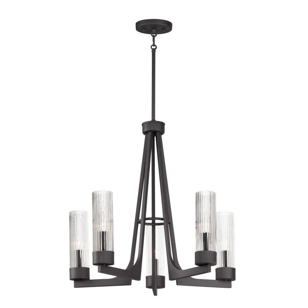 Maxim Lighting 30315CRAR Delos 5 Light Textured Anthracite Chandelier Ceiling Light - White Background