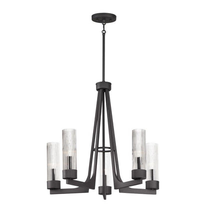 Maxim Lighting 30315CRAR Delos 5 Light Textured Anthracite Chandelier Ceiling Light - White Background